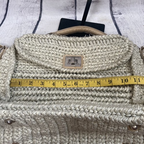 Bolso de Mano Katherine Tess Lurex Mini Beige con Correa para el Hombro Italiano Tejido a Mano - Imagen 2 de 13