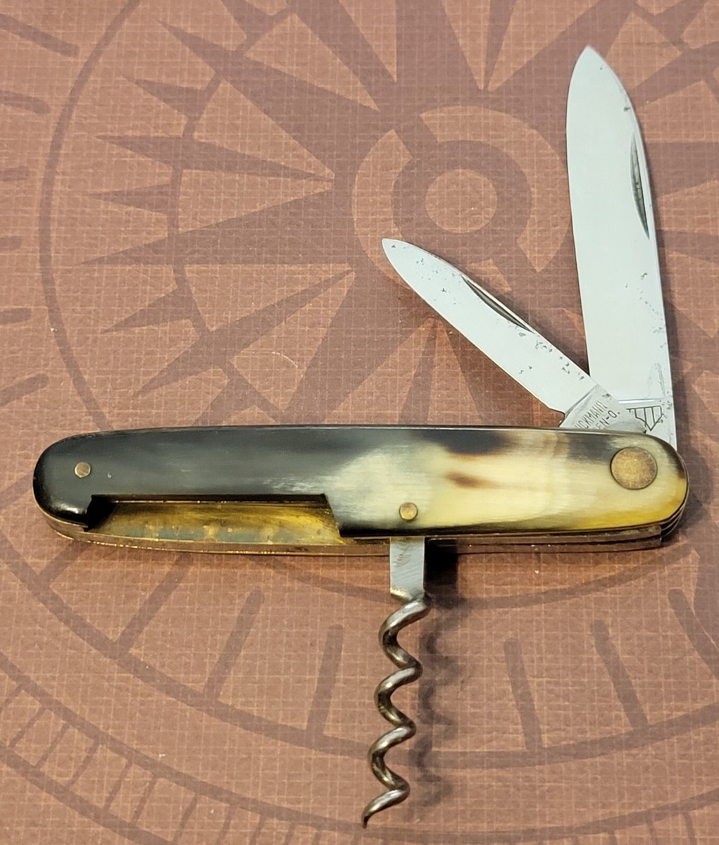 古いドイツ·ゾーリンゲン製精巧ナイフE BRUCKMANN MANNヴィンテージ MANN E BRUCKMANN Knife Made in Solingen Germany Smooth HORN