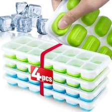 Ice Cube Tray Silicone Mold 14 Cube with Lid for Bar Cocktail Freezer 1pc