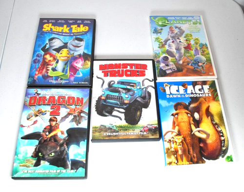 Lot of 5 Kids Animated DVDS Planet 51 Shark Tales Monster Truck And More