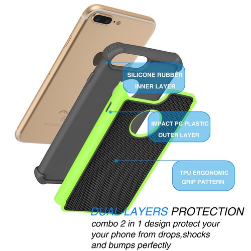 For iPhone 11 Pro XS Max XR 8 7 Plus Phone Case Shockproof Silicone Hybrid Cover - Picture 17 of 56