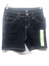 NWT Cherokee Girls Dark Indigo Blue Rinse Denim Shorts 7/8