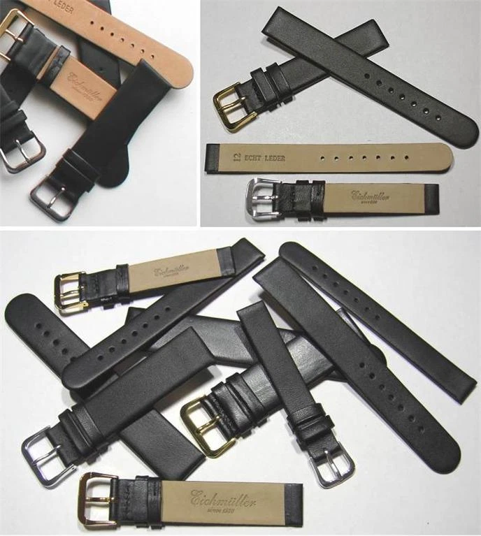 CORREA DE CUERO AUTÉNTICO Eichmüller Business negro seda mate elección: 12, 14, 16, 18, 20 mm
