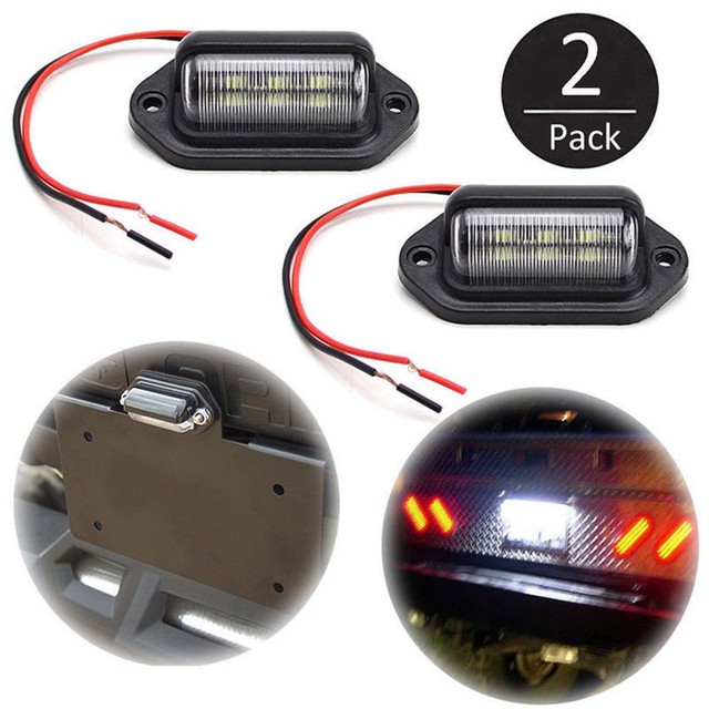2PCS Universal Trailer Van 6-SMD LED License Plate Tag Light Lamps For Truck SUV