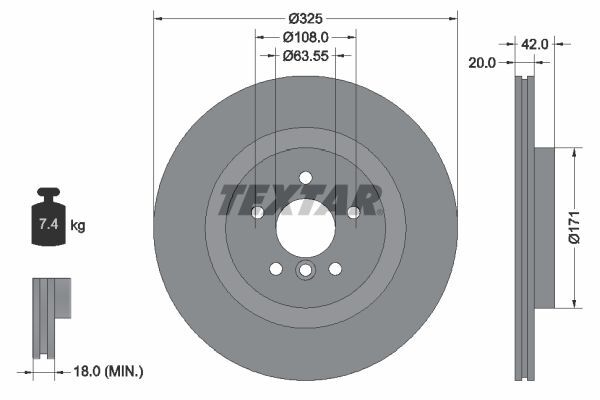 2X Textar 92318105 Bremsscheibe FüR Jaguar-image