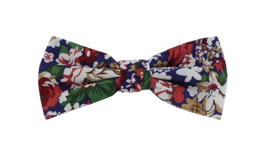 Ready Tied Contrast Floral Bow Tie & Plain Pocket Square Set - Picture 44 of 48