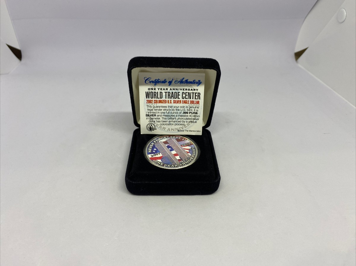 2002 WORLD TRADE CENTER 1ST ANNIVERSARY SEPT. 11TH SILVER