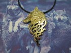 Head Wolf with tribal weave pendant made Yellow Gold 18 K-artisan product