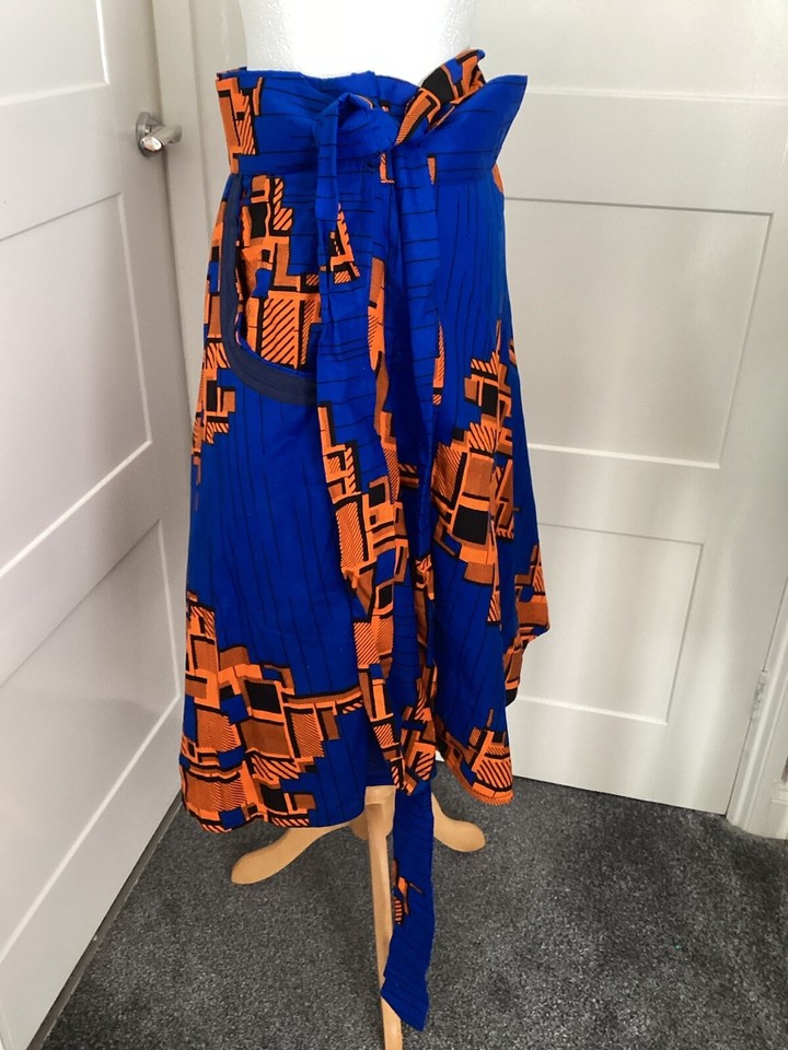 Flakies Royal Blue /orange Flared Wrap Skirt Size 12 eBay