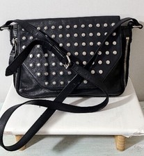 Olivia Harris Black Studded Leather Crossbody Bag