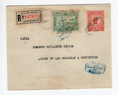 URUGUAY, 1ST FLIGHT, COVER, RINCON DE LAS GALLINAS TO MONTEVIDEO, VF