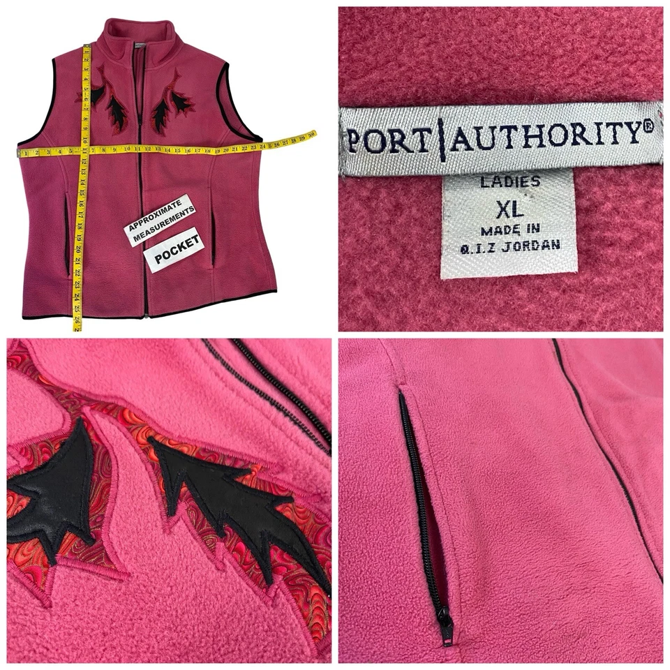 Chaleco polar rosa para mujer XL otoño hojas de cosecha festival rancho cremallera arte para usar Foto 4 de 4