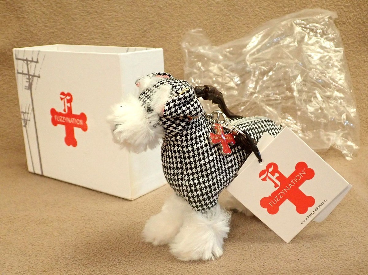 Fuzzy Nation Dog Shaped Bag Purse Houndstooth Schauzer Wristlet