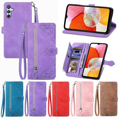 For Samsung Galaxy A15 A14 A36 A56 A16 5G Flip Leather Zipper Wallet Case Cover