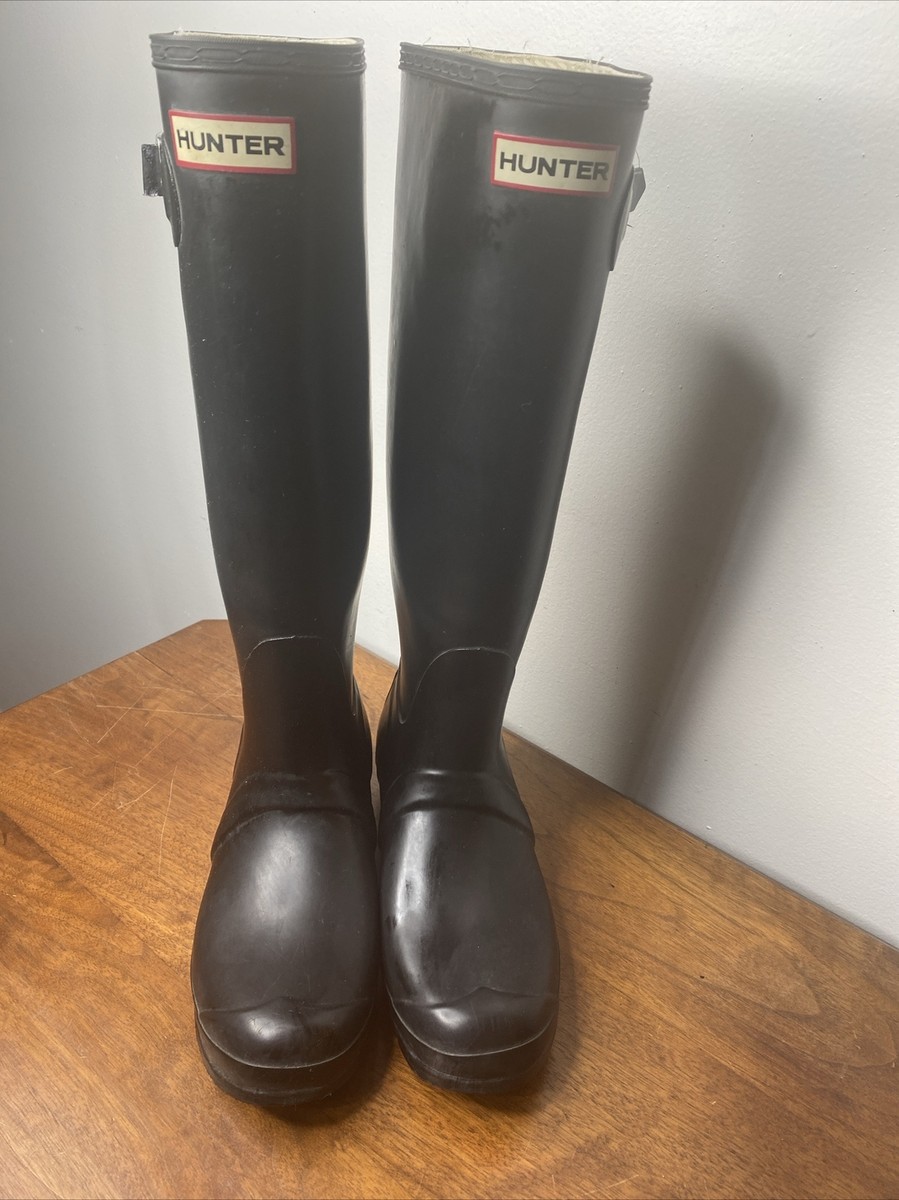 Hunter Original Tall Gloss Women's Rain Boots Black US Size