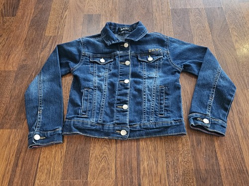 DKNY Girls Sz 6 Dark Blue Jean Denim Jacket Snap Closure EUC Style From 2019 - Picture 2 of 17