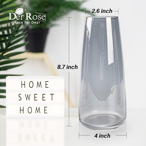 Glass Flower Grey Clear Vase for Flowers Bouquet Decorative Vase for Home - Afbeelding 4 van 6