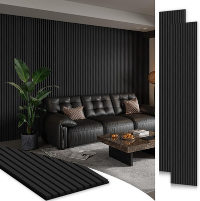 2 Pack 106x12 Acoustic Wood Slat Wall Panels Soundproof 3D Fluted Interior Decor