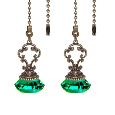 2PCS Vintaged Bronze Crystal Pendant Necklace Car Trim Ceiling Fan Chain