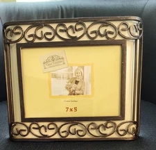 Fetco Casa Cristina Saralegui Photo Frame 5" x 7" Metal Scroll Bronze