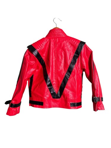 Michael Jackson Thriller Jacket Coat Faux Leather Kids Size 7 Red And Black - Picture 5 of 5