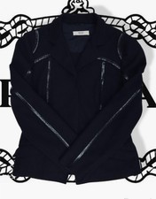 Prada Enamel Piping Crop Jacket Blazer Black Size 46 Large Virgin Wool Women’s