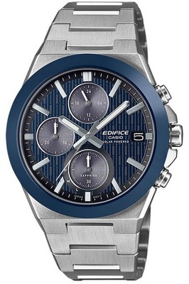 CASIO Edifice Herrenuhr Solar Chrono Stahl/Blau EFS-S650D-2AEF