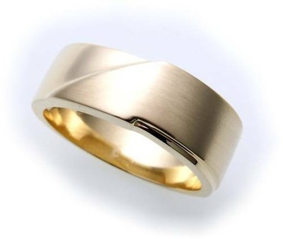 Herren Ring echt Gold 585 teilmattiert massiv 14kt Gelbgold