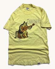 Vintage B Kliban Cat Crazy Love To Eat Graphic Shirt 70s Sz Sm NWOT USA Made