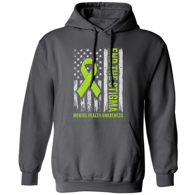 End The Stigma Mental Health Awareness US Flag Ribbon Unisex Hooded Sweatshirt