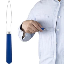 Steel Button Helper Tool for Elderly, Wide Plastic Handle Buttons Fastener Tool