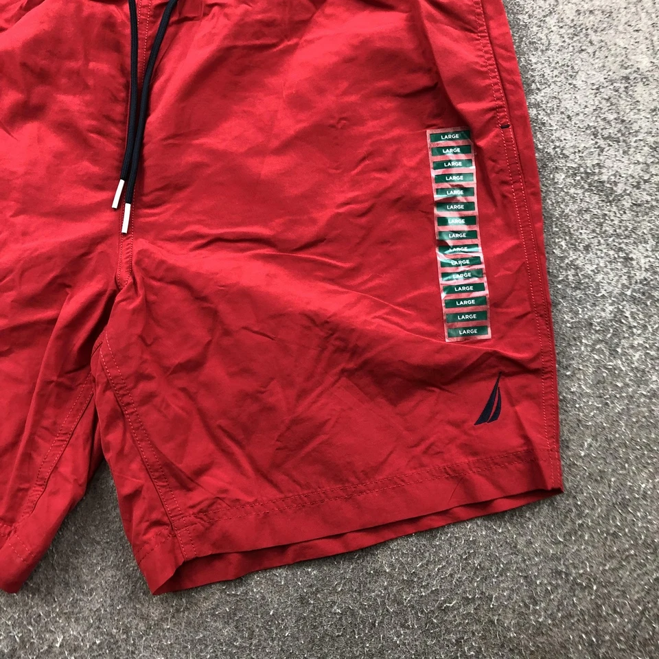 Baús de natação masculinos Nautica grande vermelho T3600J elástico cintura cordão malha forrada - Imagem 3 de 4