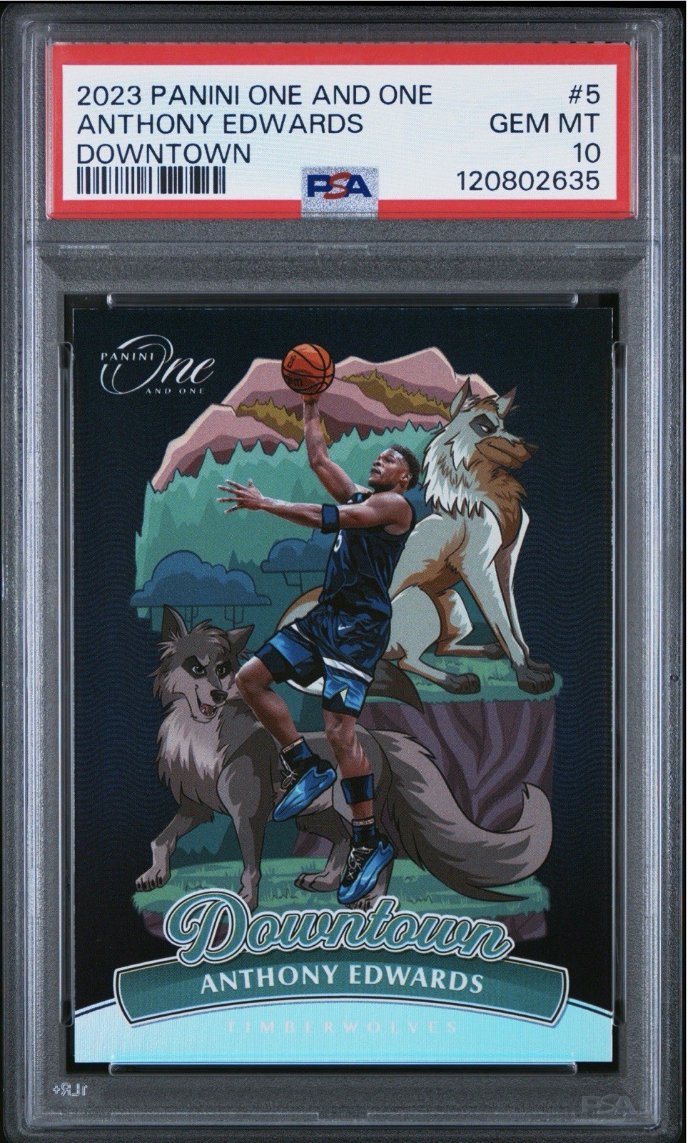 ANTHONY EDWARDS 2023-24 Panini One And One DOWNTOWN #5 PSA 10 Case Hit SP