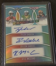 2025 Leaf Vivid Tyler Shough Dillon Gabriel Kyle McCord Triple Auto #7/10