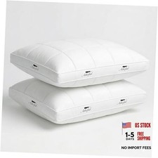 Goose Feather Down Pillows Size Set of 2, Gusseted Design Hotel King White