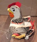 Fisher-Price Cackling Hen Wooden Pull Toy #120 1958–1966 VTG USA
