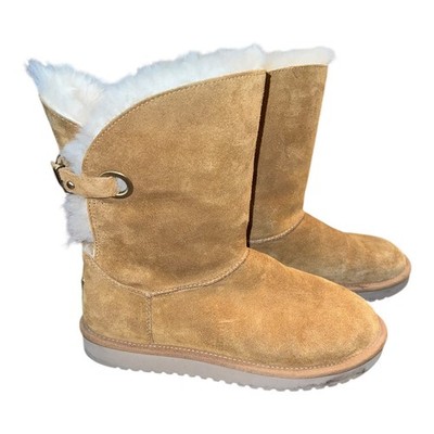 Koolaburra by UGG Boots Womens Size 7 Chestnut Fur Remley Short Slip On Suede