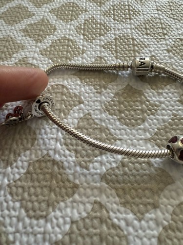 Pandora Echt Armband 925 mit Freundschaft Schmetterling und Herzen Charm - Bild 2 von 7