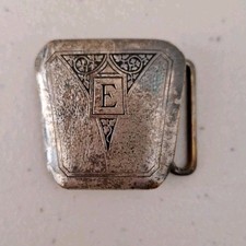 Antique Art Deco HICKOK Master Plate Bronze Initial 'E' Belt Buckle Vtg RARE
