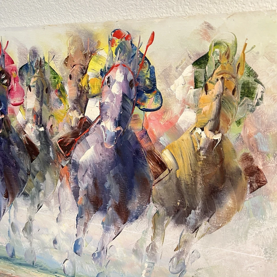 安东尼·韦西奥赛车赛马油画签名 — 第 2/4 张图片