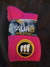 Auro Crew Socks Girls Shoe 3 Pack White Pink And Purple Size Small