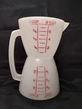 Vtg Tupperware Wet Dry Double Measuring Cup 8 oz Hourglass 2 Sided # 860-3