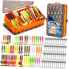  Fishing Lures, 108PCS Tackle Box with Tackle Included Paddle Tail Swimbaits, 