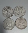 benjamin franklin & Walking Liberty half dollars