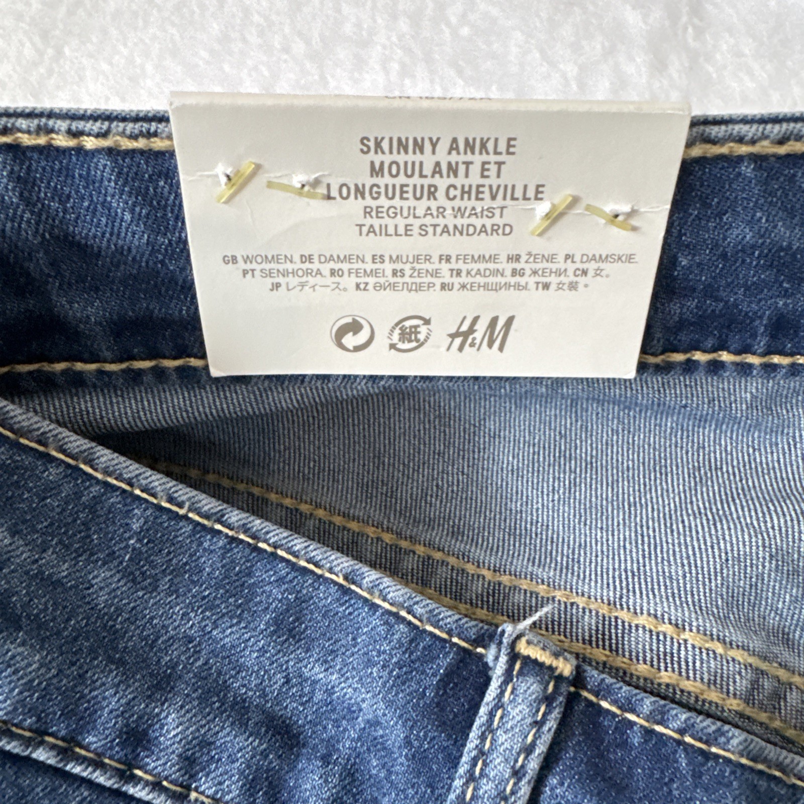 H&M Womens Jean Skinny Ankle Regular Waist Denim Medium Wash Stretch Size 28 NEW thumbnail 5