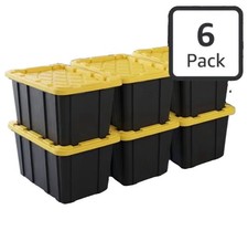6 Pack 27 Gallon Heavy Duty Storage Bins with Snap Lids, Durable Plastic Storage
