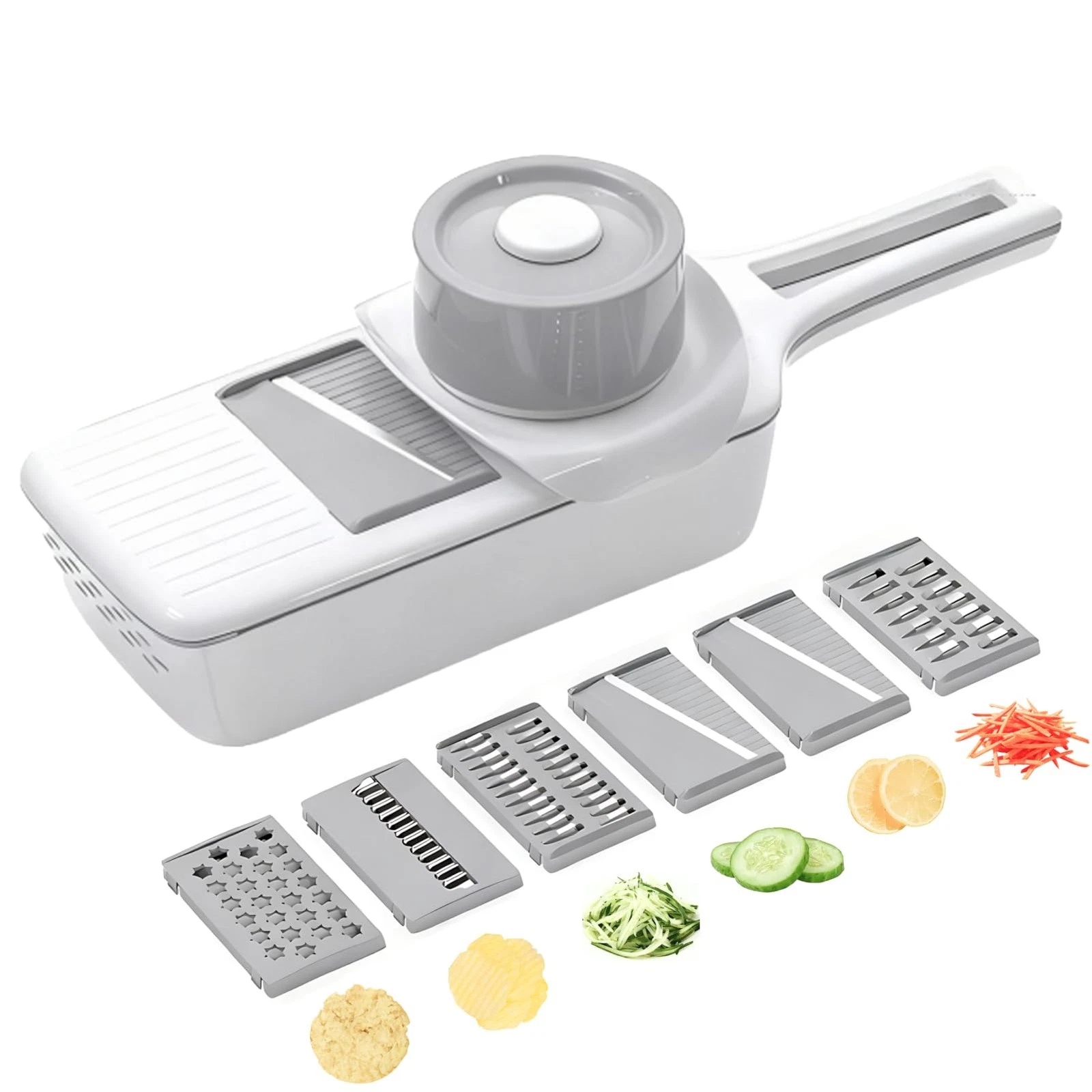 Mandoline Slicer for Salad with Drain Box, 6-in-1 Handheld Vegetable Slicer f...