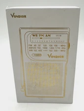 Vondior Portable Weather Radio WB/FM/AM Bands Radio 2AA Battery Operated AUX NIB