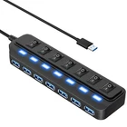 7 Port USB 3.0 Hub 5Gbps Data Transfer Expansion With Individual LED Switches