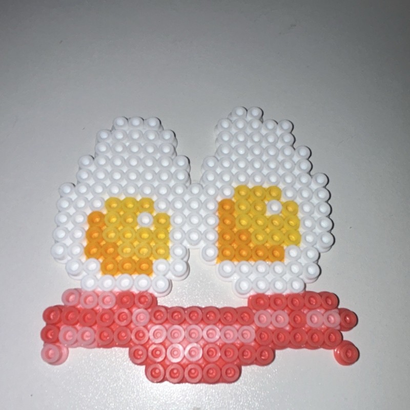 Handmade Perler Bead Pixel Art - Fried Eggs & Bacon